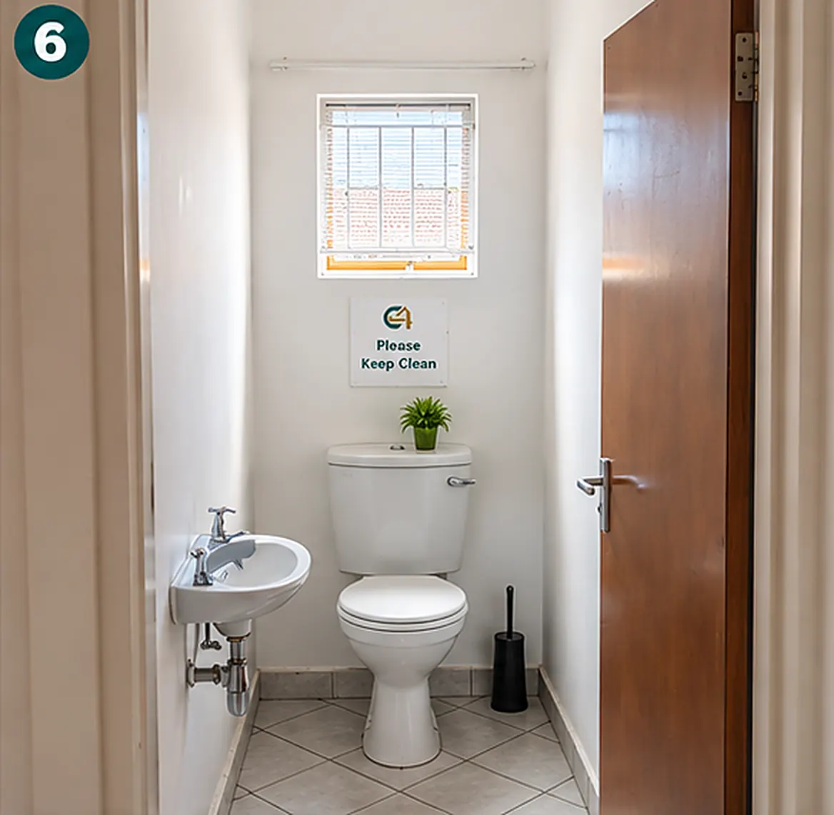 Clean separate toilet with basin at C4